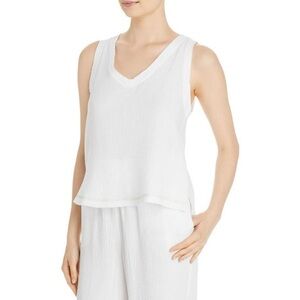 Three Dots Womens White Gauze Pullover Sleeveless Tank Top Shirt NWT